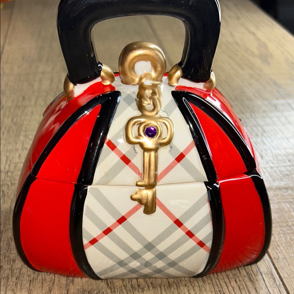 Red and Black Mini Plaid Barrel Bag - Picture 5 of 5